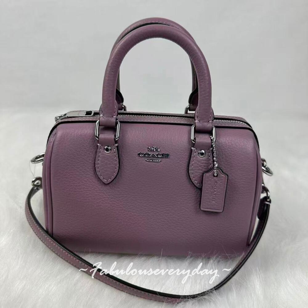 Coach Mini Rowan Bag Crossbody in Leather/Sliver Light Violet Jasmine CW328 NWT